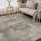 GENIMO Washable 5x7 Area Rugs for Living Room, Non Slip Modern Abstract Rug, Machine Washable Stain Resistant Low Pile Soft Carpet for Bedroom, Dining, Office, Grey Beige
