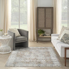 Nourison Home Astra Machine Washable Silver Taupe 5'3" x 7' Area Rug - Easy Clean, Non Shedding, Bed Room, Living Room, Dining Room, Kitchen (5' x 7')