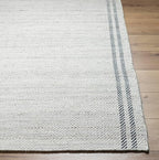 Mark&Day Wool Rugs, 2x3 Janmichael Solid and Border Gray/Ivory Area Rug, Grey Ivory Black Carpet for Living Room, Bedroom or Kitchen (2' x 3')