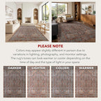 Kuden 6x9 Area Rug, Machine Washable Area Rug with Non-Slip Backing, Vintage Style, Soft, Easy Clean, Low Pile Rug for Living Room, Bedroom, Dining Room