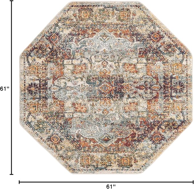 Unique Loom Isabella Collection Area Rug - Adjani (5' 1" Octagon, Ivory/ Beige)