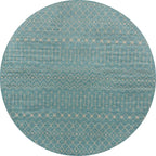 Unique Loom Outdoor Trellis Collection Area Rug - Tribal Trellis (13' Round, Aqua/ Ivory)