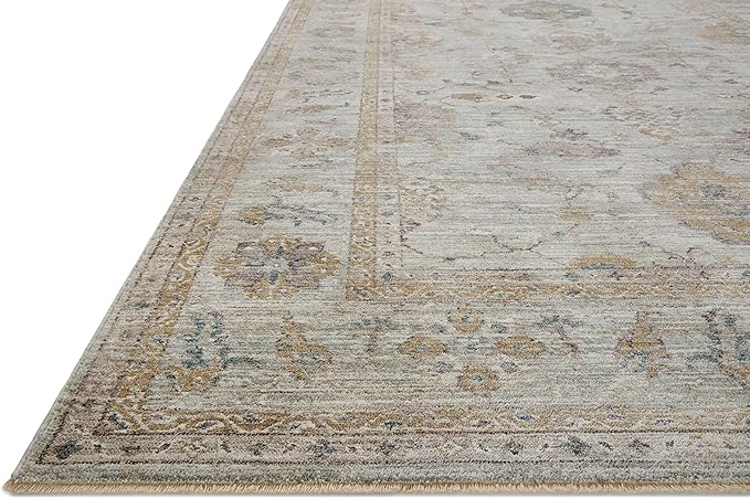 Loloi Magnolia Home by Joanna Gaines Millie Collection MIE-02 Sky/Gold 7'-10" x 10', .25" Pile Height, Area Rug