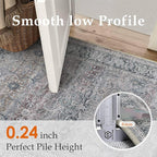 HUGEAR Large 8x10 Machine Washable Area Rug Purple Vintage Neutral Distressed Mat Soft Non Slip Low Pile Pet Friendly for Living Room Bedroom Dining Room