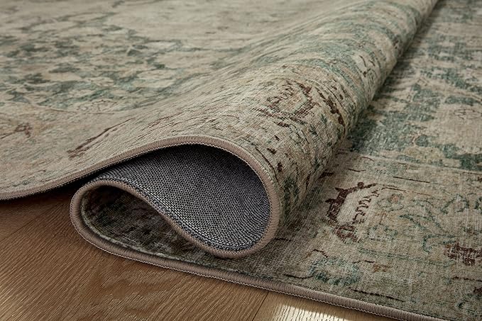 Loloi Magnolia Home by Joanna Gaines Sinclair Collection SIN-05 Jade/Sand 2'-3" x 9'-6", .25" Pile Height, Machine Washable, Runner Rug