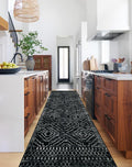 Wonnitar Washable Runner Rugs for Hallway 2'6"x10', Moroccan Non-Slip Black Long Kitchen Runner, Low Pile Boho Soft Carpet Runner for Entrance Living Room Entryway Bedroom (Black,2'6"x10')