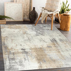 ReaLife Rugs Machine Washable Area Rug - Living Room Bedroom Bathroom Kitchen Entryway Office - Padded Low Pile Stain Resistant Premium - Modern Abstract Contemporary - Quinn - Beige 4' x 6'