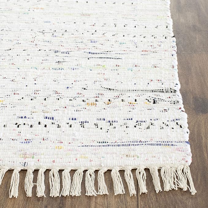 SAFAVIEH Rag Rug Collection Accent Rug - 2'3" x 5', Ivory & Multi, Handmade Boho Stripe Cotton, Ideal for High Traffic Areas in Entryway, Living Room, Bedroom (RAR121G)