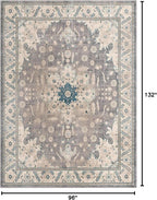 Unique Loom Salzburg Collection Classic Traditional Design Oriental Inspired Border Area Rug (8' 0 x 11' 0 Rectangular, Gray/Beige)