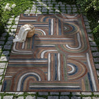 CAMILSON Indoor Outdoor Rug, Brown 8x10 Geometric Arch Striped Area Rugs for Patio and Home Areas, Easy-Cleaning Non-Shedding Living Room, Garden and Deck Washable Outside Carpet (8 x 10)