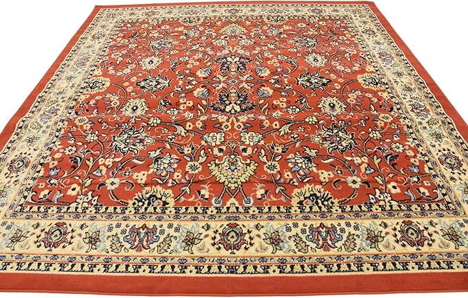 Unique Loom Sialk Hill Collection Area Rug - Washington (8' Square Terracotta/Cream)