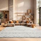 SAFAVIEH Adirondack Collection Area Rug - 8' Square, Ivory & Green, Modern Diamond Distressed Design, Ideal for High Traffic Areas in Living Room, Bedroom, Dining (ADR131X-8SQ)