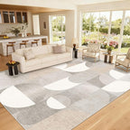 Large Grey Area Rugs 8x10 Washable Rug for Living Room Bedroom Dining Room,Modern Geometric Non Slip Beige Carpet