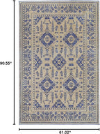 Alfa Rich 5x8 Gold Navy Blue Washable Area Rugs for Living Room Bedroom Kitchen Dining Cotton Rug