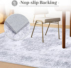 Area Rug 6x9 Living Room Rug, Machine Washable Vintage Distressed Medallion Rug Non-Slip Soft Low Pile Large Indoor Rugs for Bedroom Kitchen Dining Room Office(LightGrey,6'x9')