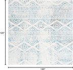 SAFAVIEH Tulum Collection Area Rug - 10' Square, Ivory & Turquoise, Moroccan Boho Tribal Design, Non-Shedding & Easy to Clean, Ideal for Living Room, Bedroom, Dining Space (TUL272E)