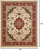 Well Woven Barclay Collection Medallion Kashan Ivory 8x10 Area Rug - for Living Room, Bedroom, and Dining Room
