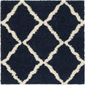 SAFAVIEH Dallas Shag Collection Area Rug - 6' Square, Navy & Ivory, Trellis Design, Non-Shedding & Easy Care, 1.5-inch Thick Ideal for High Traffic Areas in Living Room, Bedroom (SGD257N)