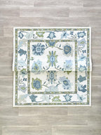 Fame Living Green Oushak Rug, Modern, Vintage, Turkish, Eclectic, Floral, Pastel, Washable, Area Rugs for Living Room, Dining, Bedroom, Office, Entryway, Foyer, Playroom, Nursery, 5'x6'9"