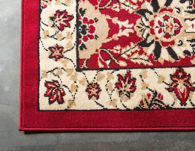 Unique Loom Espahan Collection Area Rug - Cape Cod (5' 1" x 8' Rectangle, Red/ Beige)