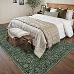 HUGEAR 5x7 Machine Washable Rugs Dark Green Hallway Area Rug Indoor Accent Rug Floral Low Pile Carpet Soft Throw Aesthetic Rug Bedroom Living Room Office Dining Room Kitchen Laundry Room Non Slip