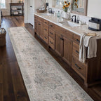 2'6''x14 Runner Rugs for Hallway, Machine Washable Non Slip Vintage Rugs, Low Pile Soft Print Rug for enrtyway, Corridor, Home Office,Light Taupe Brown