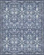 KILOCOCO Area Rug 9x12 Living Room Rug Washable Printed Vintage Floral Non Slip Soft Rubber Backed Indoor Bedroom Rugs for Laundry Room Kitchen Playroom Moroccan Area Rugs, Blue