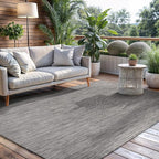 CAMILSON Outdoor Rug 10x14 Modern Area Rugs for Large Indoor and Outdoor Patios and Porches - Waterproof, Washable, Non-Shedding, Easy-to-Clean Outside Carpet (10 x 14, Solid - Silver Gray)