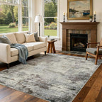 Area Rug Living Room Rugs - 6x9 Washable Large Soft Indoor Neutral Modern Abstract Low Pile Rug Carpet for Bedroom Dining Room Farmhouse Home Office - Brown Rust