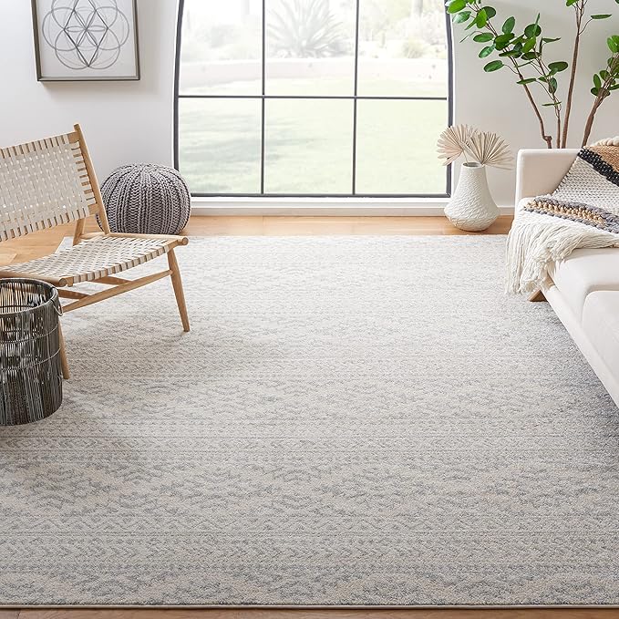 SAFAVIEH Area Rug 10x13 - Tulum Collection - Large - Ivory & Light Grey, Moroccan Boho Tribal Design, Non-Shedding & Easy to Clean, Ideal for Living Room, Bedroom, Dining Space (TUL272G)