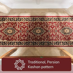 Well Woven Barclay Collection Medallion Kashan Red 3x10 Runner Rug - for Hallways, Kitchens, and Entryways