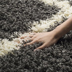 SAFAVIEH Area Rug 8x10 - Dallas Shag Collection - Large - Dark Grey & Ivory, Trellis Pattern, Non-Shedding & Easy Cleaning, Plush Thick Pile, Ideal for Living Room, Bedroom, Dining Space (SGD257A)
