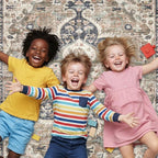 ReaLife Rugs Machine Washable Area Rug - Living Room Bedroom Bathroom Kitchen Entryway Office - Padded Low Pile Stain Resistant Premium - Boho Farmhouse Vintage - Joy - Brown Beige 7'6" x 9'6"