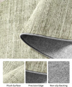 Art&Tuft Washable Rugs 9x12, Low Pile Area Rugs 9x12 Living Room - Non Slip and Stain Resistant Soft Thin Rug for Bedroom, Dining Room, Kitchen, Office, Green