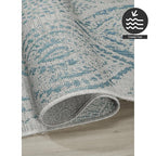 FH Home Flat Woven Outdoor Rug - Waterproof, Easy to Clean, Stain Resistant - Premium Polypropylene Yarn - Distressed Farmhouse - Patio, Porch, Deck, Balcony - Granada - Aqua - 5ft 2in x 7ft 6in