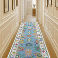 Fame Living Colorful Oushak Runner Rug, Modern Runners, Vintage, Turkish, Eclectic, Floral, Pastel, Washable, Runner for Hallway, Kitchen, Bedroom, Bathroom, 2'5"x9'8"