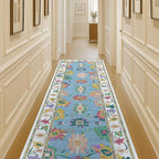 Fame Living Colorful Oushak Runner Rug, Modern Runners, Vintage, Turkish, Eclectic, Floral, Pastel, Washable, Long Runner Rugs for Hallway, Kitchen, Living Room, Bedroom, Kitchen, Bathroom, 2'5"x13'
