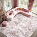 8x10 Area Rug Living Room Rugs - Washable Neutral Modern Abstract Soft Thin Large Rug Indoor Floor No Slip Rug Carpet for Bedroom Under Dining Table Home Office Decor - Pink