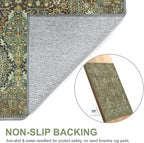 2x3 Entrance Rug Machine Washable Rug Small Door Mat,Ultra-Thin Low Pile Pad,Lightweight Indoor Carpet,Non Slip Floral Area Rug for Entryway,Bedside,Kids Room,Laundry,Bathroom,Sage Green