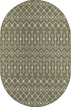 Unique Loom Outdoor Trellis Collection Area Rug - Tribal Trellis (5' 3" x 8' Oval, Green/ Natural)