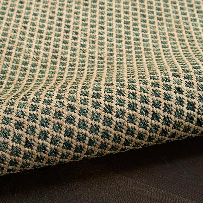 Nourison Home Courtyard Green 4' x 6' Area Rug - Easy Clean, Non Shedding, Bed Room, Living Room, Dining Room, Kitchen (4' x 6')