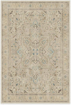 RUGGABLE Washable Vintage Area Rug – Kamran Ivory Opal 6x9, Stain-Resistant, Non-Slip – Medium Machine Washable Rugs for Living Room, Bedroom, Hallway, Entryway & Office–with Cushioned Pad