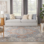 Nourison Home Astra Machine Washable Traditional Denim Multi 7'10" x 10' Area Rug, Easy Clean, Non Shedding, Bed Room, Living Room, Dining Room, Kitchen (8x10)
