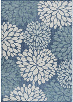 Beverly Rug Outdoor Rug 6x9 Modern Exotic Tropical Leaf Area Rugs for Indoor and Outdoor Patio Deck Porch Garden Water Resistant Washable Outside Carpet (6 x 9 Blue)
