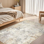 4x6 Area Rug Living Room Rugs - Washable Neutral Modern Abstract Soft Thin Rug Indoor Floor No Slip Rug Carpet for Bedroom Under Dining Table Home Office Decor - Golden Grey