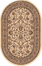Unique Loom Sialk Hill Collection Area Rug - Washington (5' 3" x 8' Oval Ivory/Black)