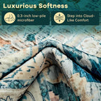 YJ.GWL Area Rugs for Living Room 6x9 Machine Washable Rugs, Non Slip Floral Vintage Rug Indoor Carpet, Stain Resistant Large Rug for Bedroom Dining Room, Dark Blue