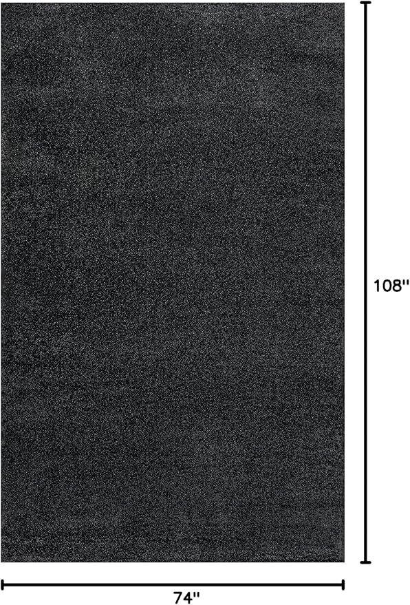 Eyely UES100I-6 Supersoft Haze Solid Low-Pile Indoor Area Rug, Coastal, Bohemian, Minimalist, Classic, Casual for Bedroom,Kitchen,Living Room,Non Shedding,Easy-Washing, Black, 6 X 9