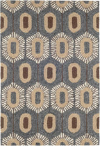 Dash & Albert Stowe Hand Micro Hooked Wool Rug, 2 X 3 Feet, Blue/Browns Geometric Pattern