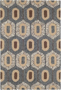 Dash & Albert Stowe Hand Micro Hooked Wool Rug, 9.5 X 13.5 Feet, Blue/Browns Geometric Pattern